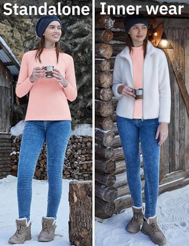 TACVASEN Base Layer Women Mock Neck Thermal Top Soft Women Thermal Top — view 6