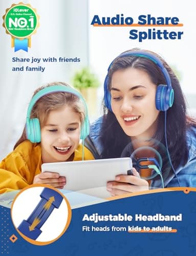 iClever HS22 Kids Headphones Wired 2 Pack with Sharing Splitter — view 2