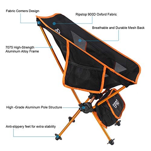 URPRO Camping Outdoor Chair Ultralight Portable Folding Include Carry Bag Heavy Duty 145 kgs Capacity Collapsible Beach Picnic — view 4