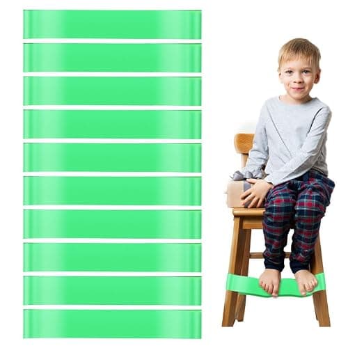 FUIPVGI 10 Pcs Resistance Bands, Chair Bands Sensory for Kids with Fidgety Feet, Resistance Fitness Exercise Loop Bands for Women Men Fitness Chest Expanding Arm Leg Pilates Yoga (Green)
