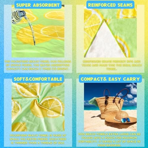 Lubibi Beach Towel,2 Pack,Microfiber,Oversized,Sand-Free,for Kids Adults — view 6
