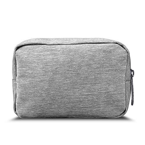 DOB SECHS Waterproof Canvas Mini Travel Makeup Carrying Case Wash Bags Cosmetic Bag Portable Electronics Accessories Organizer Wash Gym Shaving Bag, Grey — view 6