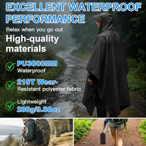Waterproof Poncho Adult, Rain Poncho for Camping Fishing Hunting Festival — view 4