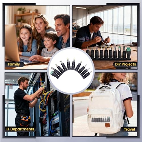 OXZEEWEE 10PCS DC Tip Kit Power Adapter Jack with 5.5x2.1mm Female Base Laptop Plug 2.5x0.7mm/3.0x1.1mm/3.5x1.35mm/4.0x1.7mm/4.8x1.7mm/5.5x1.7mm/5.5x2.5mm/6.3x3.0mm/6.0x4.4mm/LED Terminal Connector — view 5