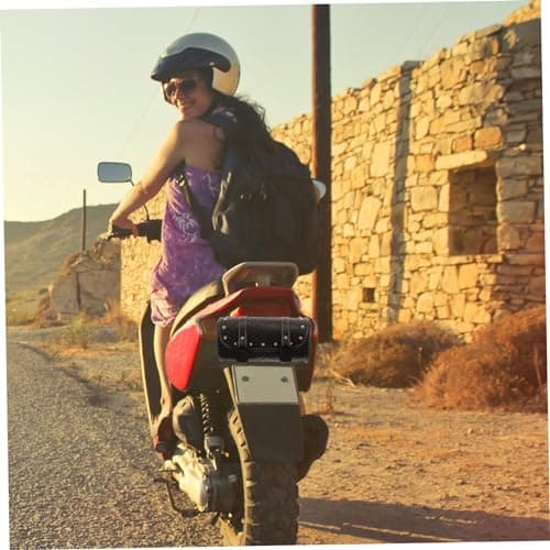 Ciieeo 2pcs Motorcycle Saddle Bag Leather Storage Pannier for Motorcycle for Road Trips and Daily Commutes — view 4