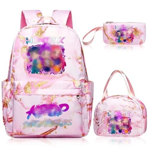 K Pop School Backpack, 3 Piece Set with School Bag Lunch Bag Pencil Case