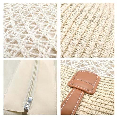 Pahajim Straw Bags and Hat Set for Women Raffia Beach Bag with Zip — view 4
