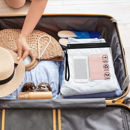 EUZUXU 5pcs Clear Travel Toiletry Bags, 20x20cm Airport Security Liquids Bags, Leakproof Makeup Bag Travel Accessories, Unisex-Adult, Clear — view 5