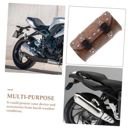 Cabilock 2sets Leather Motorbike Pouch Motorcycle Holding Bag for Motorbike Accessory Convenient Storage for Motorcycle Tail Bag for Road Trips and Daily Use — view 3