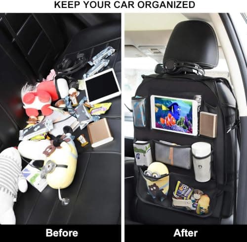 Sukuos Back Seat Car Organizer Mats Back Seat Storage Bag with Table Holder for Kids Toddlers, Travel Accessories (2Pack) — view 5