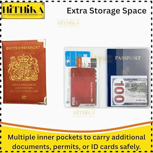 HITHIKA British Passport Holder | UK Passport Wallet | Non EU | PU Leather (Maroon) — view 3
