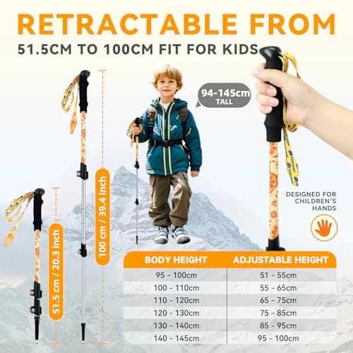 Kids Telescopic Walking Sticks,2 Pack Adjustable Trekking Poles for Hiking — view 5