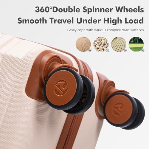 Rocklands Large Suitcase Hard Shell Lightweight 4 Dual Spinner Wheels Trolley Luggage Suitcase Hold Check in Luggage TSA Combination Lock (Cream, Small 20") — view 4