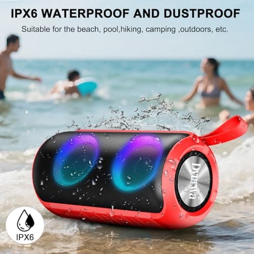 Dyurwa Portable Bluetooth Speaker, 30H Playtime, IPX7 Waterproof, 30W Wireless Speaker with Loud Stereo Sound, Bluetooth 5.3 TWS Pairing, RGB Lights, Music Box for Outdoor, Travel, Party - Red — view 3