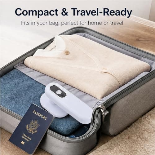 Sxhlseller Cordless Mini Travel Iron, Portable Dry Handheld Press with 3 Temperature Settings, USB Rechargeable - Fast Heat Wrinkle Remover for Clothes, Sewing — view 3