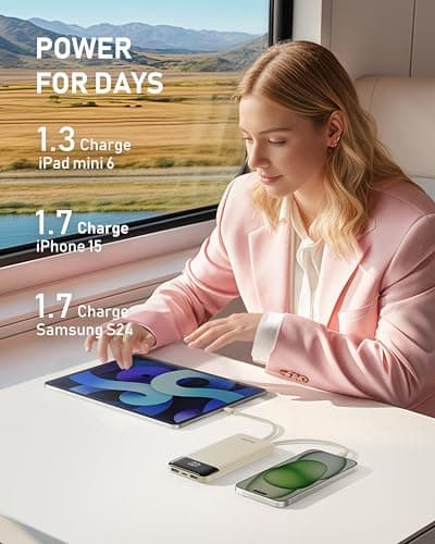 Charmast Portable Charger, 10000mAh Power Bank with Built in 4 Cables — view 5