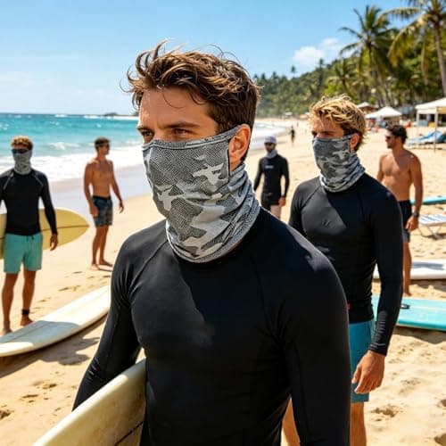 UV , breathable face cover with a feeling of freshness, sun protection for sports, travel, climbing, hiking, cycling, men, outdoor, Light grey — view 3