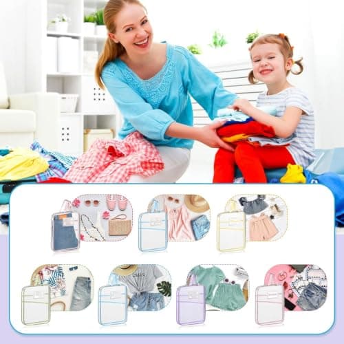 DSUFGNWINFS 7pcs Packing Cubes, travel on different days of the week, Travel Luggage Organizer Storage Bags, with Label Stickers, for Clothes Books & Small Items Organization — view 4