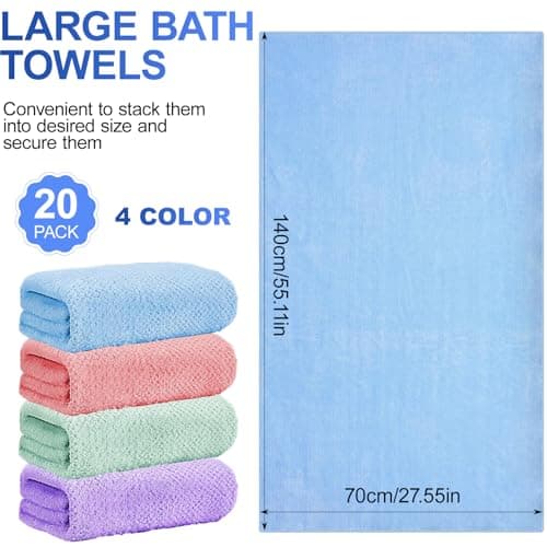 16 Pack Large Microfiber Bath Towels Bulk, 70 x 140 cm Quick Dry Towel Set — view 2