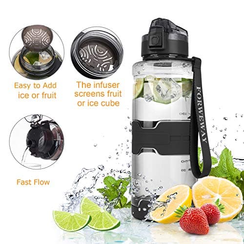 FORWEWAY BPA-Free Large Water Bottle Tritan Leakproof Plastic Water Bottle with Filter Reusable Big Drink Water Bottles Durable for Fitness Outdoor Camping Hiking (1.5L Black) — view 5