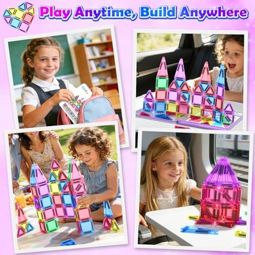 Magnetic Tiles Set Portable STEM Travel Essentials Toy for Toddlers 3+ — view 6