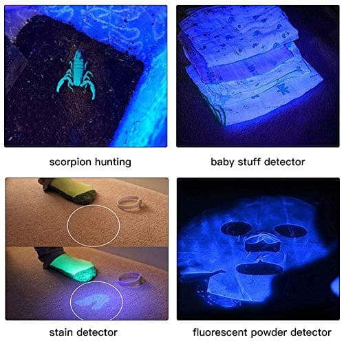 UV Head Torch, WESLITE Ultraviolet Light LED Headlamp 395-400nm Violet Purple Blacklight Headlight USB Rechargeable for Scorpions Hunting, Auto Oil HVAC Leaks, Pet Urine Stains, Night Fishing(UV Beam) — view 6