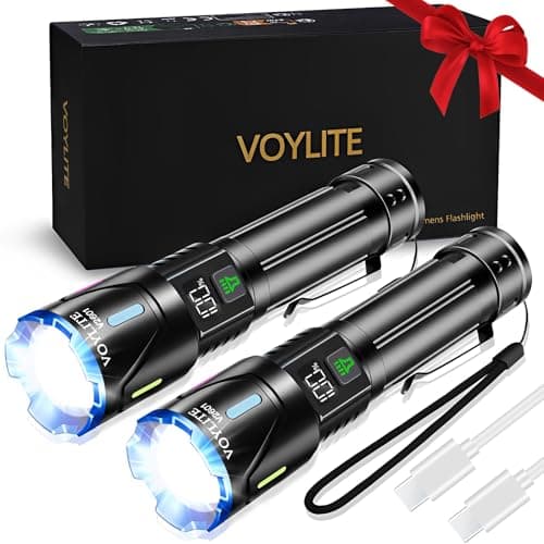 Voylite Torches LED Super Bright Rechargeable 2 Pack, 1000000 High Lumens