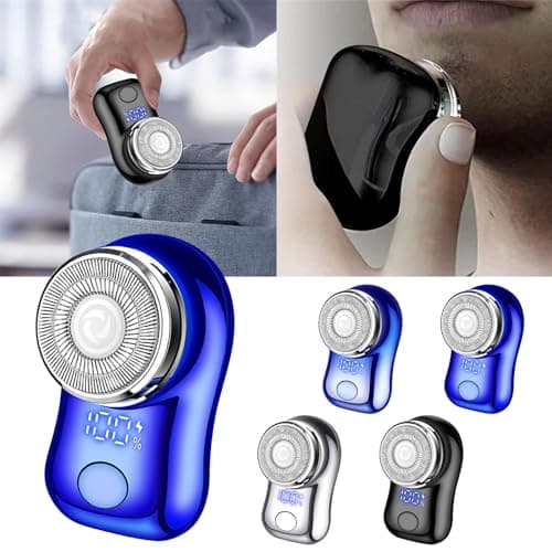 Compact Portable Shaver for Men USB Rechargeable Wet & Dry Grooming with Precision Ideal Travel Trimmer Facial Hair Remover Smooth Tool (Blue, One Size) — view 2