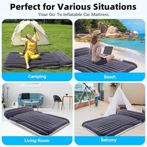 KMZ SUV Air Mattress with 2 Pillows – Thickened and Flocked Car Bed — view 3