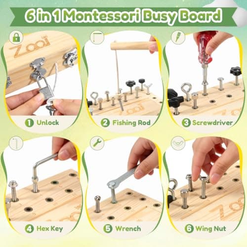 ZOOI Montessori Toys for 3 Year Olds,Montessori Busy Board with Screwdriver — view 3