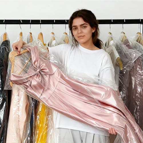 35 Pack Plastic Clothes Covers, Dry Cleaning Bags, Garment Bags 60 * 140 cm — view 6