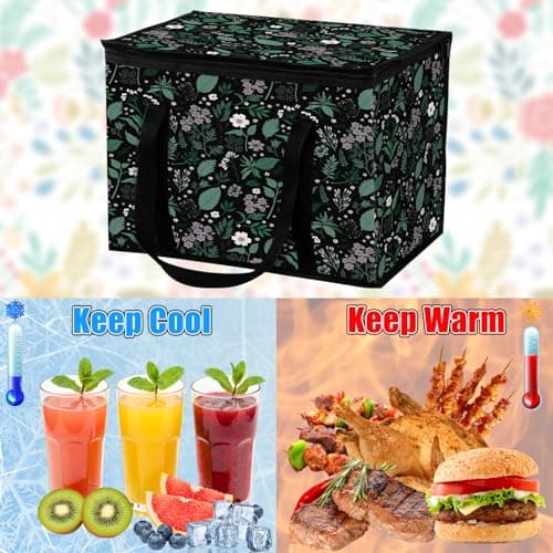 GwaOery Cooler Bag 40L Insulated Picnic Thermal Food Delivery Bag (Flower2) — view 3