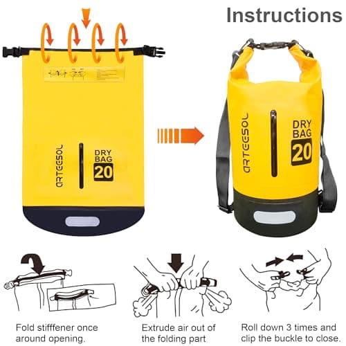 Blackace arteesol Waterproof Dry Bag 5L 10L 20L 30L Waterproof Bag with Long Adjustable Handle for Kayaking Boat Excursion Canoe/Fishing/Rafting/Swimming/Snowboarding — view 3