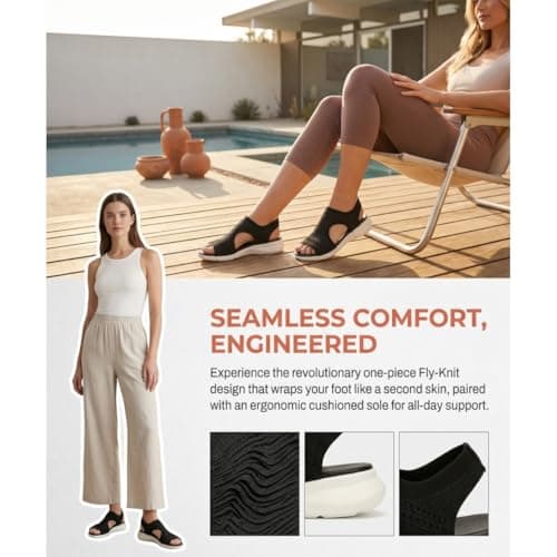 Nuoke Walking Sandals, Sandals for Women 2026 Orthopedic Sandals Women with Arch Support Summer Slip Ladies Wide Fit Walking Slip Casual Slide Sport Shoes Khaki 5 — view 3