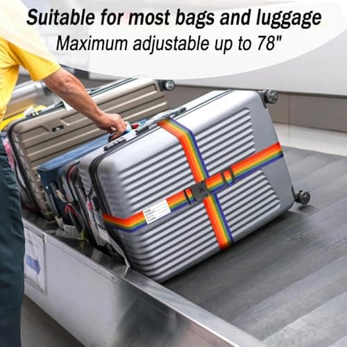 Heavy Duty Luggage Straps for Suitcases Packing Belts Travel Accessories Adjustable Bag Strap (Rainbow, 2pcs) — view 5