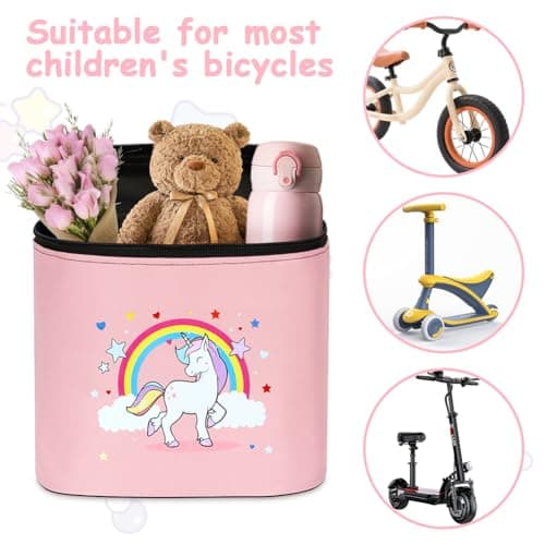 flintronic Bike Basket Kids, Detachable Cycle Front 210D Oxford Cloth Basket Carrier Bag, with Removable lid, Waterproof Cycle Baskets for Girls Boy — view 3