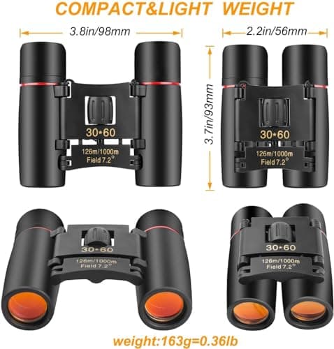 BWEISSTH Small Compact Binoculars for Adults Kids, 30x60 Mini Binocular for Traveling Sightseeing Birds Watching, Night Vision Binoculars for Concert Theater Opera,Lightweight Pocket Folding — view 4