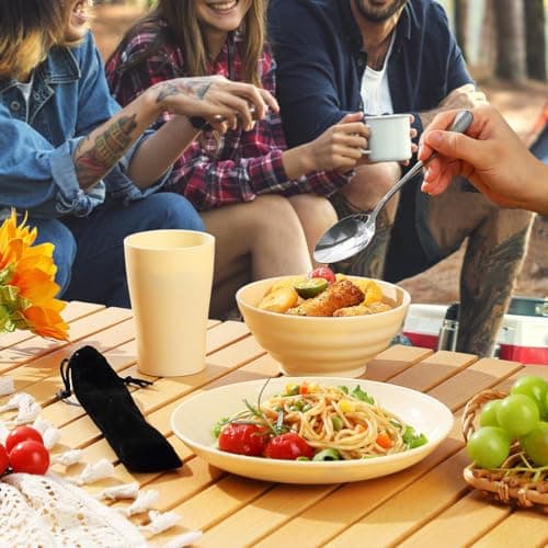 Kyraton Camping Utensils - Mess Kit for Travel, Picnic, Outdoor, Gear Include Knife, Spoon, Fork Cutlery Set, Cup, Bowl, Plate - Camping Essentials for 2 — view 6