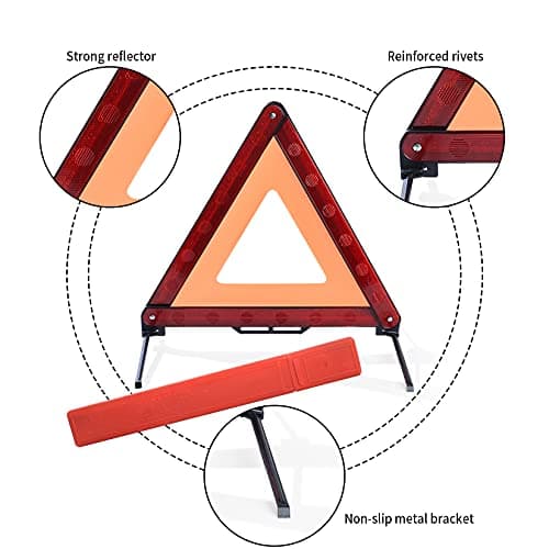 LJHOME 2 Pcs Car Emergency Warning Triangle and 2 Pcs Reflective Safety Vest Kit, Foldable Car Road Safety Reflective Safety Warning Triangle Kit for Car Truck SUV Breakdown — view 3
