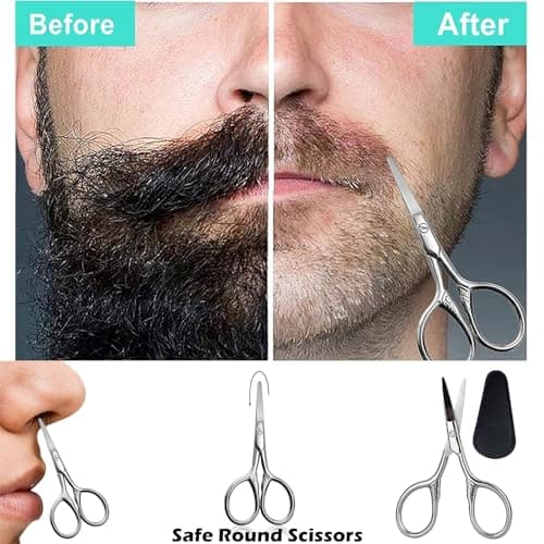Beard Scissors for Moustache Nose Hair Eyebrow, Small Travel Size Trimmer — view 3