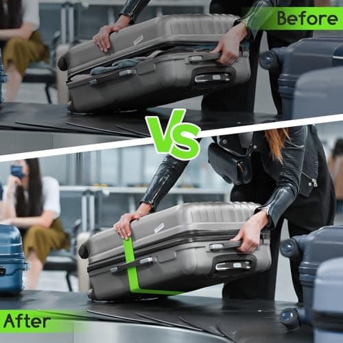 WISYOK Luggage Straps Extended, 4 Pack, 130-250cm Adjustable, SkyBlue Green — view 5
