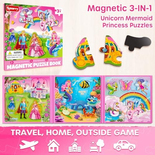 SYNARRY Magnetic Puzzles for 3 4 5 Year Olds, Unicorn Toys Gifts for Girls — view 3