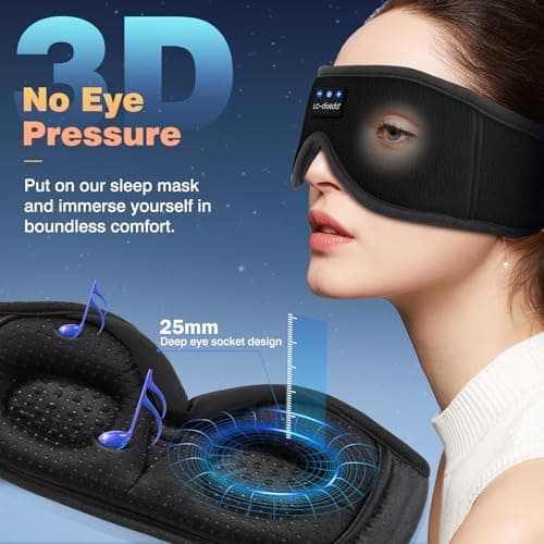 LC-dolida Bluetooth Sleep Eye Mask Headphones,15H Battery & Total Blackout — view 3