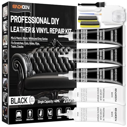 Endhokn Black Leather Repair Kit Fix Scratches Cuts Rips Holes Tears Cracks