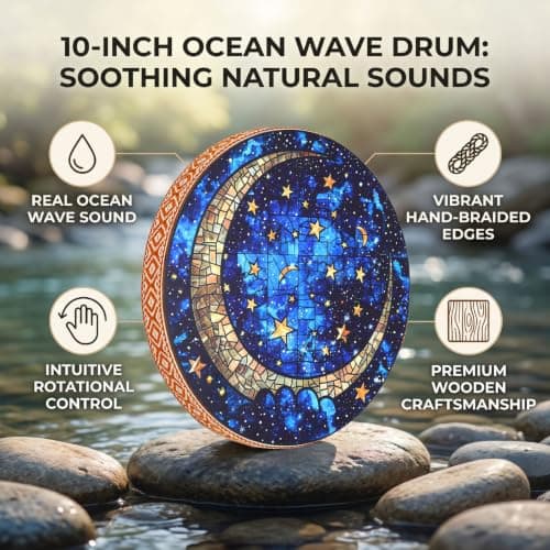 Eminchu Ocean Wave Drum, 10 Inch Wooden Travel Sea Sound Drum — view 2