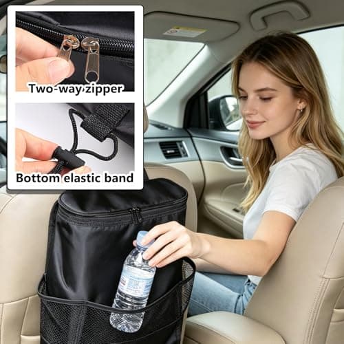 KASESSS Car Seat Organiser with Insulated Cool Bag, Oxford Cloth Multi-Pocket Car Organiser with Tissue Holder, Water Bottle Pockets, Foldable Thermal Cooler Bag for Most Cars Family Road Trip — view 6
