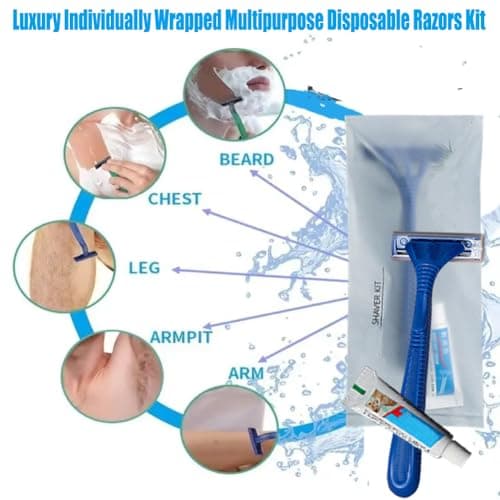 20Pack Luxury Sensitive Skin Travel Disposable Razors Kit with Shave Cream; Individually Wrapped; Clean and Hygienic; Guest Shaving Razor for Hotel, Salon,Spa,Home Care and Travel — view 2