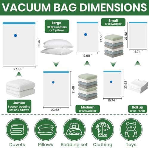 FUNFERY 20Pack Vacuum Storage Bags for Clothing,Travel,Comforters,Blankets — view 3