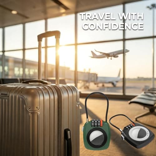 Decuil Luggage Padlock with Tracker, Combination Lock with Smart Tag Compatible with Apple Find My, for Airtag Holder with Cable Lock for Travel, Pet Tracking, Bags, Keys, Luggage, White — view 3