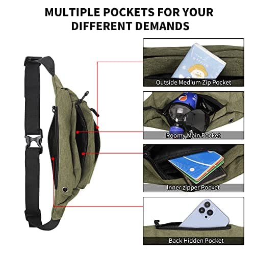 Bumbags Waist Fanny Pack Dog Walking Bum Bag with Adjustable Belt Bumbag for Travel Outdoor Sports Running Hiking Jogging Women Men — view 2